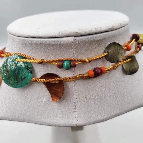 Multi-Coloured String and Shell Necklace - Picture 6 of 9